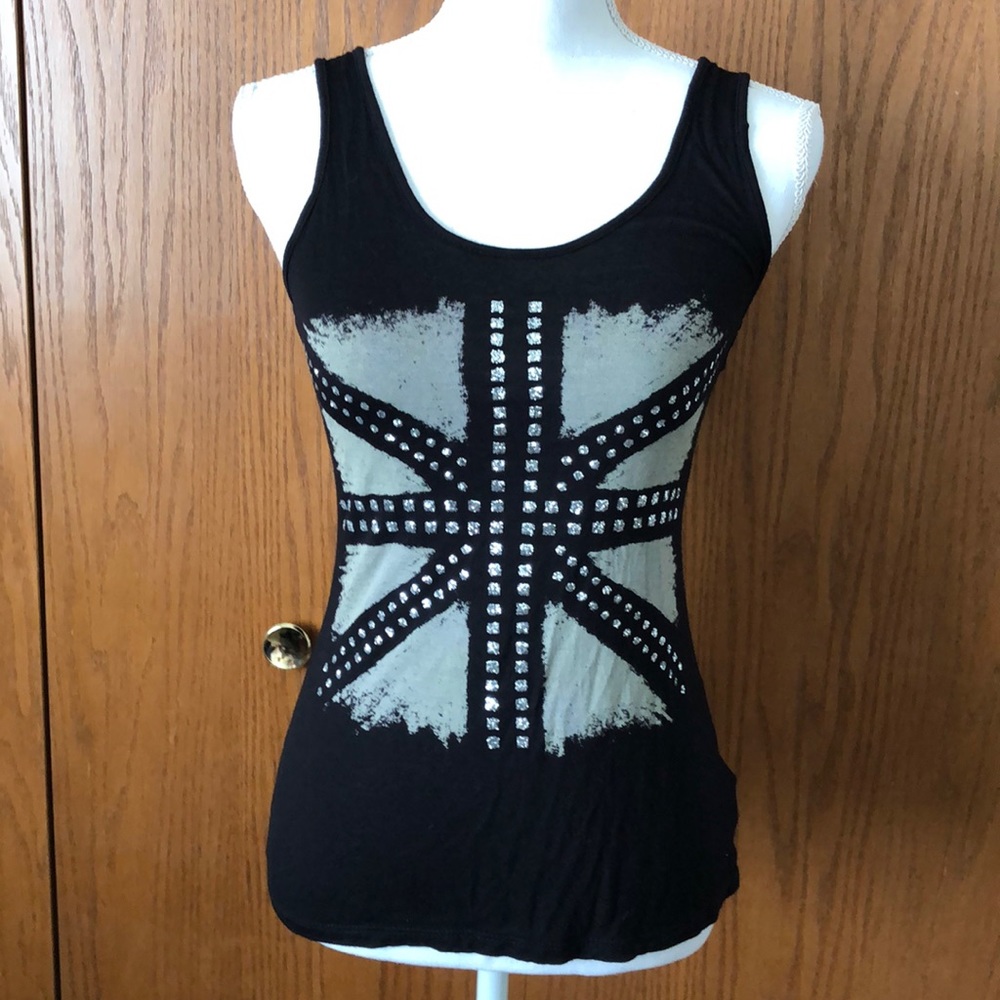 Black racer back tank with glitter cross